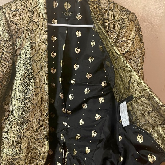 TWISTED TAILOR SKINNY SUIT IN GOLD SNAKE PRINT - Picture 2 of 10